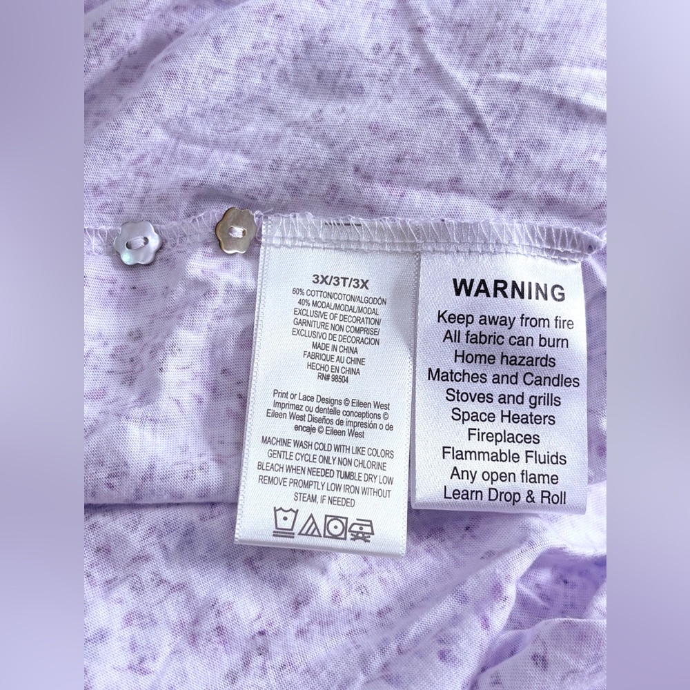 Eileen West Lavender Floral Waltz Cap Sleeve Vintage Inspired Nightgown 3XL NWT - Picture 4 of 9